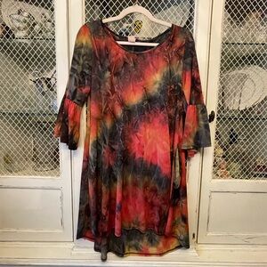 Tie-Dye Bell Sleeve Dress